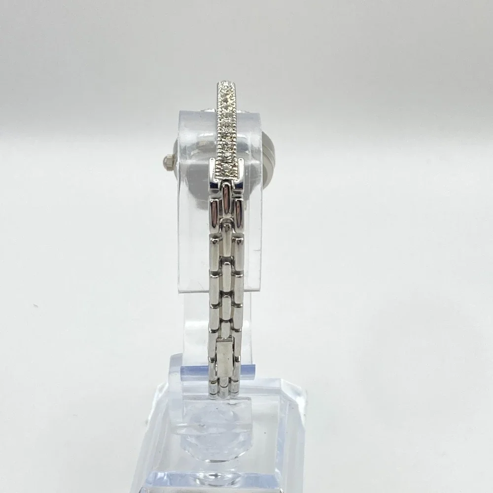 Collezio Womens Watch 22mm Silver Tone Crystals Bling MOP Dial New Battery 6.75